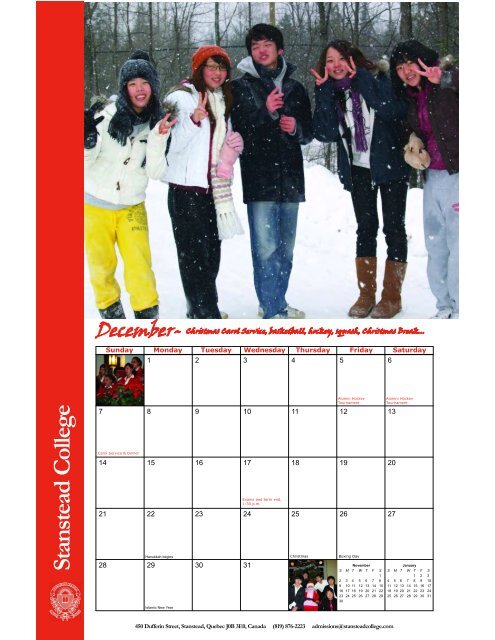 School Calendar 2008-2009 - Stanstead College