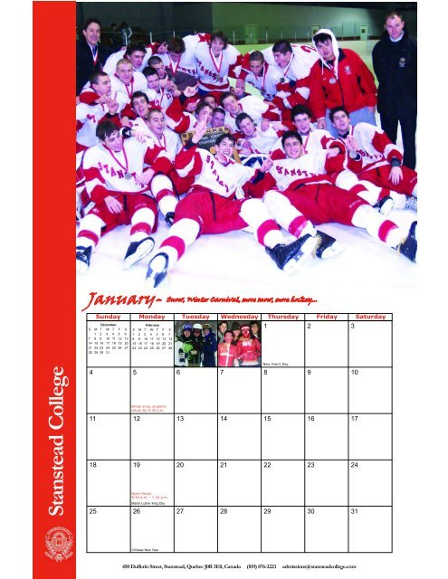 School Calendar 2008-2009 - Stanstead College