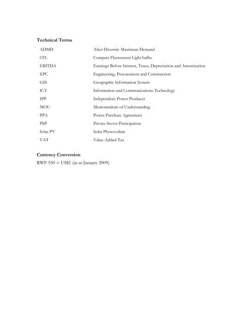 Volume I: Investment Prospectus Rwanda Electricity Sector Access ...