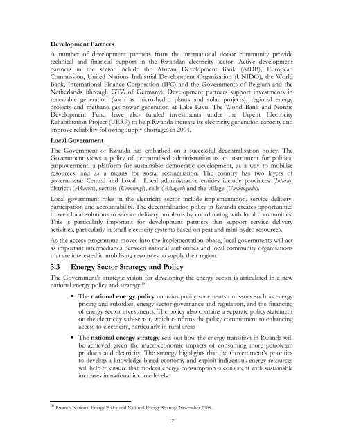 Volume I: Investment Prospectus Rwanda Electricity Sector Access ...