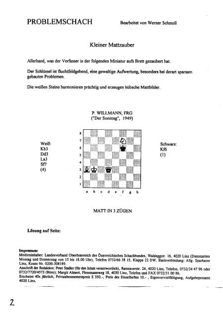 I nformationsblatt des LVOÃ¶ - Schachverein HÃ¶rsching