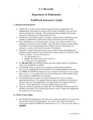 UC Riverside Department of Mathematics WeBWorK Instructor's Guide