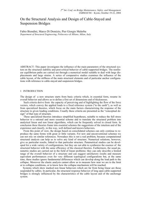 On the Structural Analysis and Design of Cable-Stayed and ...