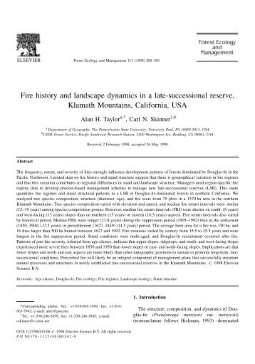 Fire history and landscape dynamics in a late-successional reserve ...
