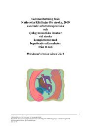 Sammanfattning frÃ¥n Nationella Riktlinjer fÃ¶r stroke, 2009 avseende ...