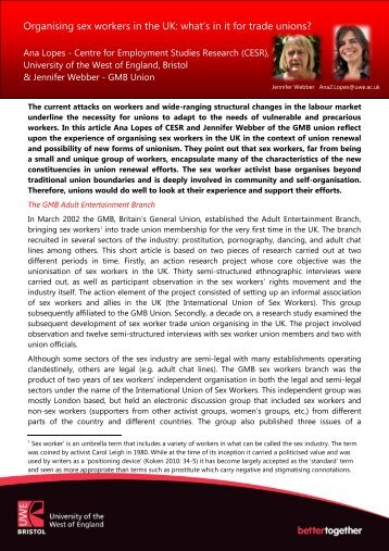 Organising sex workers in the UK: what's in it for trade unions?