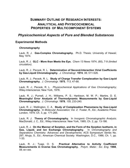 DR. RICHARD J. LAUB MS, PhD, CChem, FRSC ... - Laub BioChem