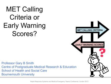 MET Calling Criteria or Early Warning Scores? - Royal College of ...