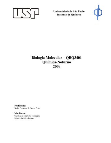 Biologia Molecular – QBQ3401 Química-Noturno 2009