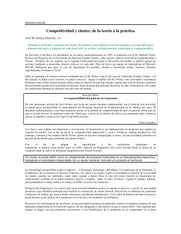 Competitividad y cluster, de la teoría - Gremial Forestal de Guatemala