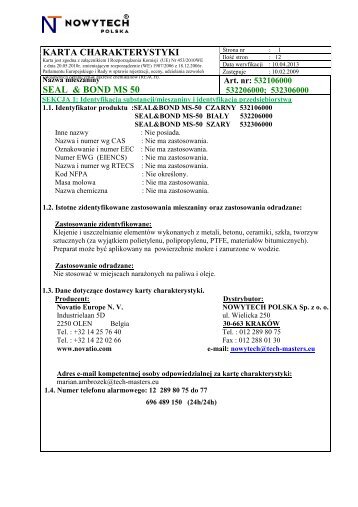 KARTA CHARAKTERYSTYKI SEAL & BOND MS 50 - tech-masters