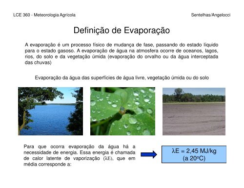 Evapotranspiração – Definições e Conceitos Evapotranspiração ...