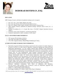 Deborah Rothman, Esq. Resume - ADR Services, Inc.