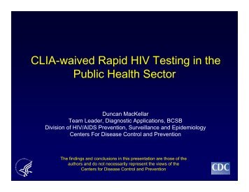 CLIA-waived Rapid HIV Testing in the Public - Centers for Disease ...