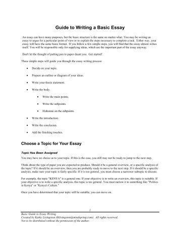 Guide to Writing a Basic Essay - Kathy's Home Page