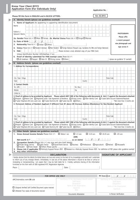 Know Your Client (KYC) Application Form (For Individuals ... - AMFI