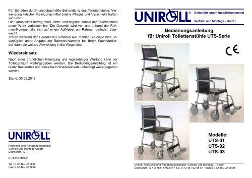 Bedienungsanleitung UTS-03-33-730 (ca. 70 KB) - Uniroll