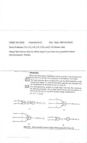 CS565 Fall 2010 Homework # 1 Due: Sept. 14th (in Class) Solve ...