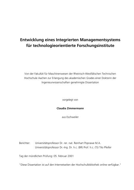 Entwicklung eines Integrierten Managementsystems für ...