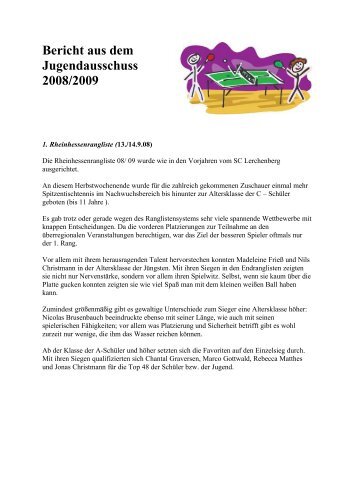 Bericht aus dem Jugendausschuss 2008/2009 - RTTV