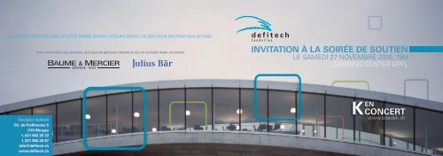 INVITATION À LA SOIRÉE DE SOUTIEN CONCERT - Defitech