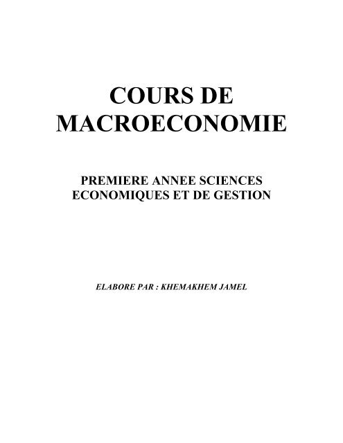 Cours De Macroeconomie Institut Superieur De Gestion De Tunis