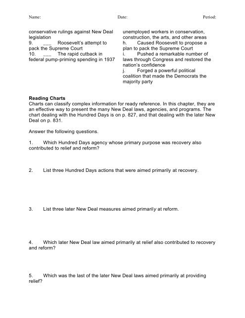 Chapter 33 Homework Packet Putting Things in Order Put the ...