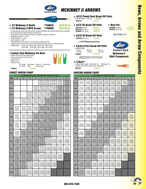 Easton Epic Arrows Chart