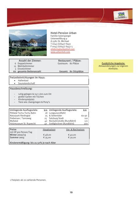 Zum Download Busgruppenkatalog 2012/13 - Ferienregion Lungau