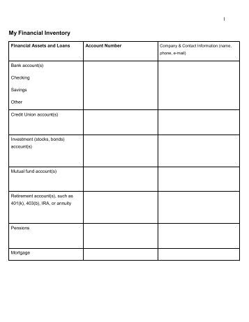 Printables Financial Inventory Worksheet financial inventory worksheet my worksheet