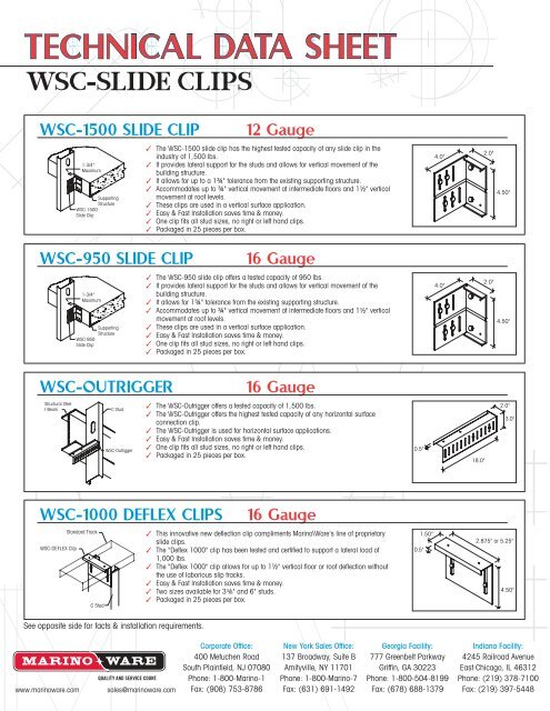 Slide Clips Technical Sheet - Marino\WARE