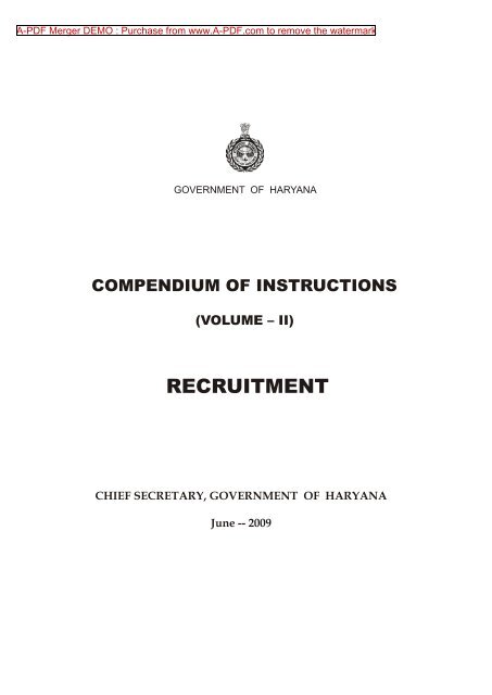 RECRUITMENT - Chief Secretary, Haryana