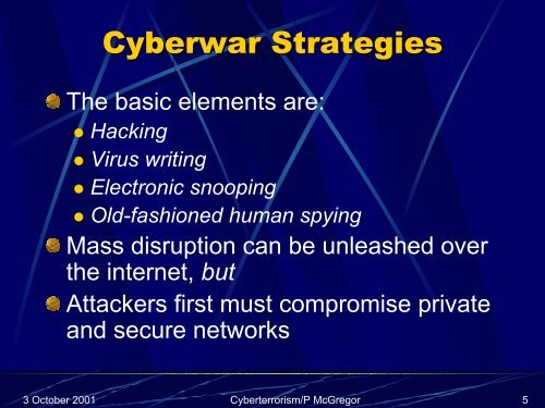 Cyberterrorism: The Bloodless War - WITSA