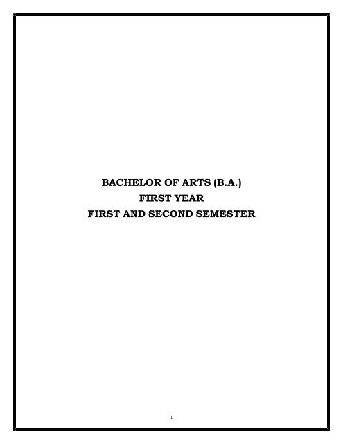 BACHELOR OF ARTS (B.A.) FIRST YEAR FIRST AND ... - aisect
