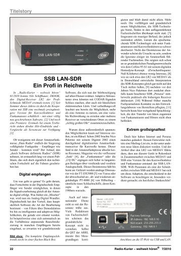 SSB LAN-SDR Ein Profi in Reichweite - Thomas-alfeld.de