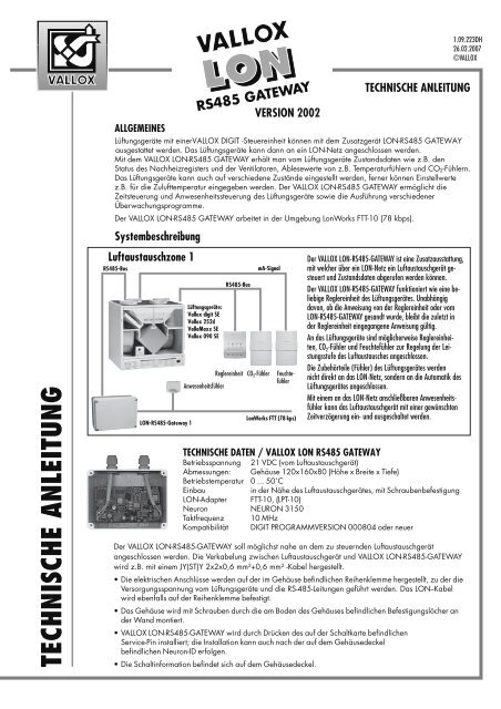 vallox lon rs485 gateway - Heinemann GmbH