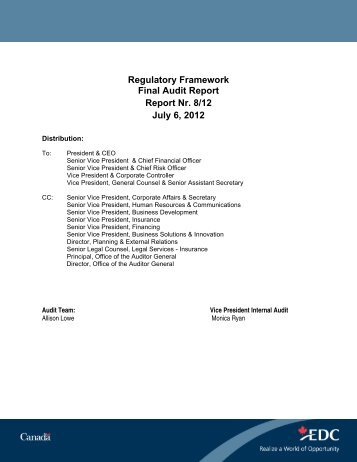 Regulatory Framework - Final Audit Report - Export ... - EDC