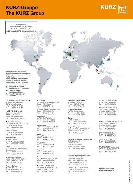 Datenblatt - Leonhard Kurz Stiftung & Co. KG