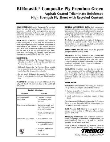BURmastic Composite Ply Premium Green - Tremco Roofing
