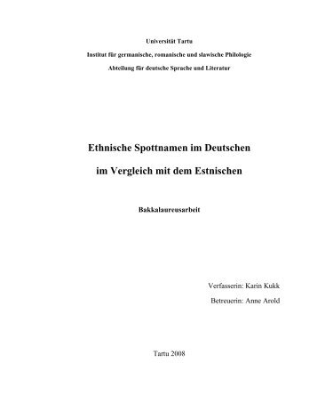 Ethnische Spottnamen im Deutschen im Vergleich mit dem Estnischen