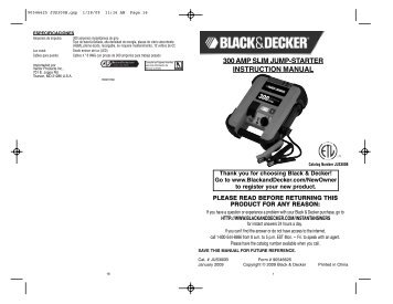 300 amp slim jump-starter instruction manual - Black & Decker ...