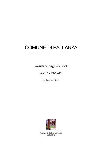 COMUNE DI PALLANZA - Istituto Centrale per gli Archivi