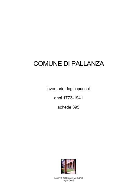 COMUNE DI PALLANZA - Istituto Centrale per gli Archivi