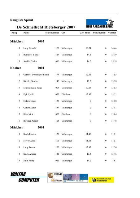 De Schnellscht Rieteberger 2007 - LA Villmergen