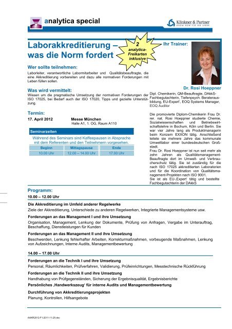 Laborakkreditierung – was die Norm fordert - Klinkner & Partner GmbH