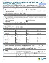 Formulaire de renseignements sur le conseiller - assurance collective