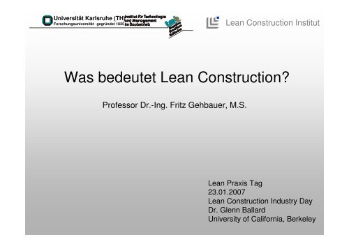 Was bedeutet Lean Construction? - Lean Management Institut