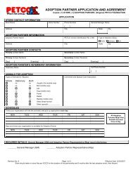 ADOPTION PARTNER APPLICATION AND AGREEMENT - Petco