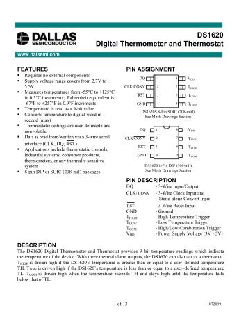 DS1620 Digital Thermometer and Thermostat