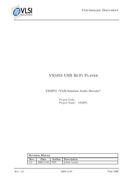VS1053 USB Hi-Fi Player - VLSI Solution
